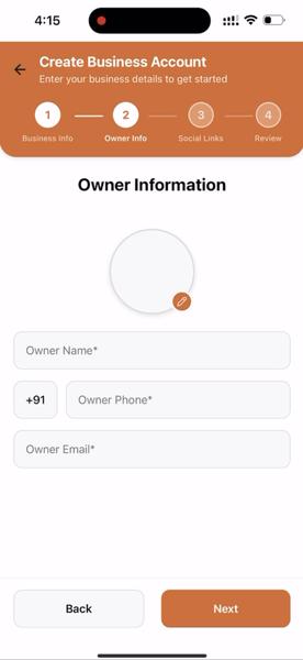 oBizee owner information form