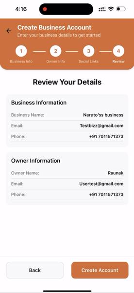 oBizee account review before creating