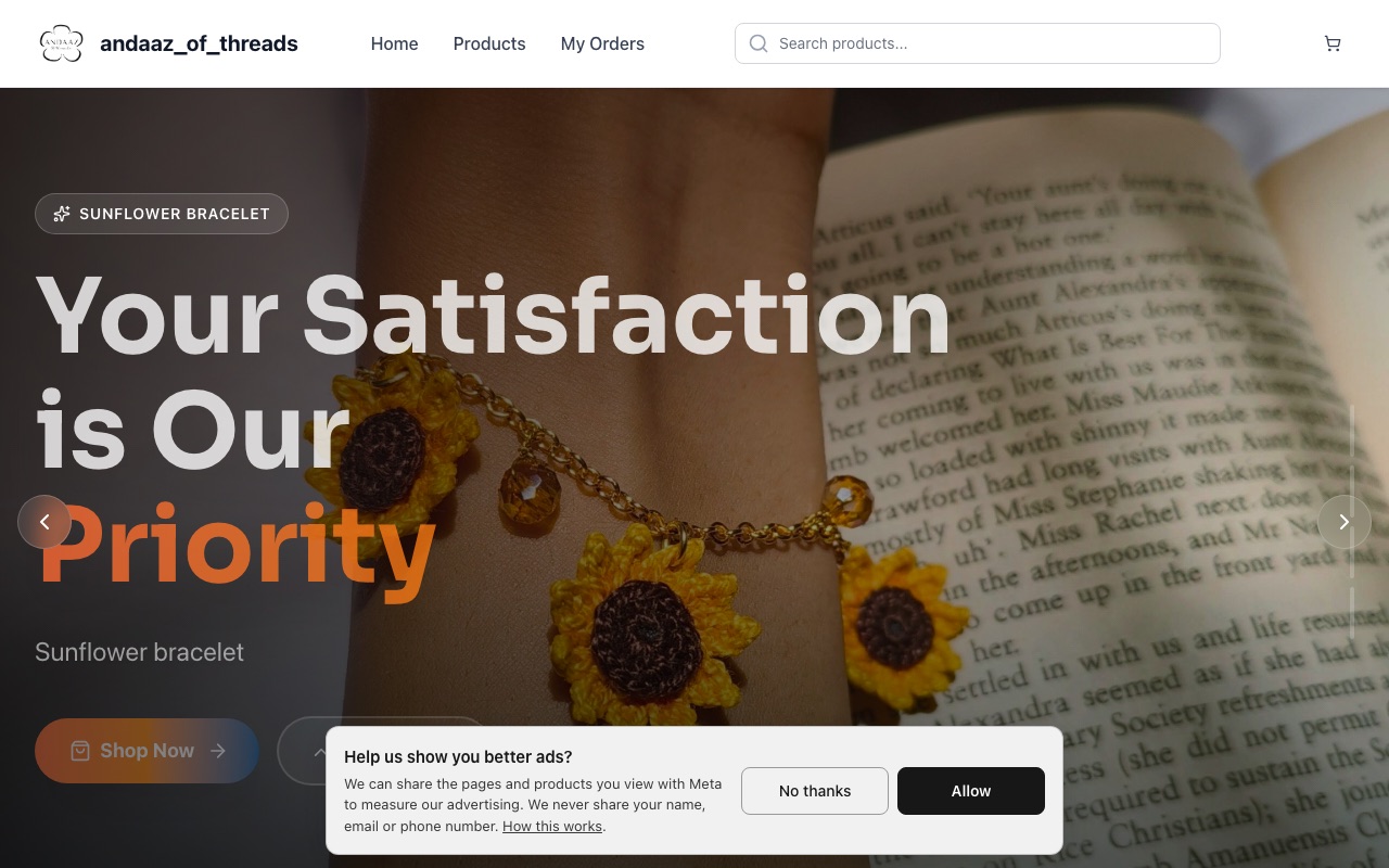 andaaz_of_threads — a real handmade shop running on oBizee