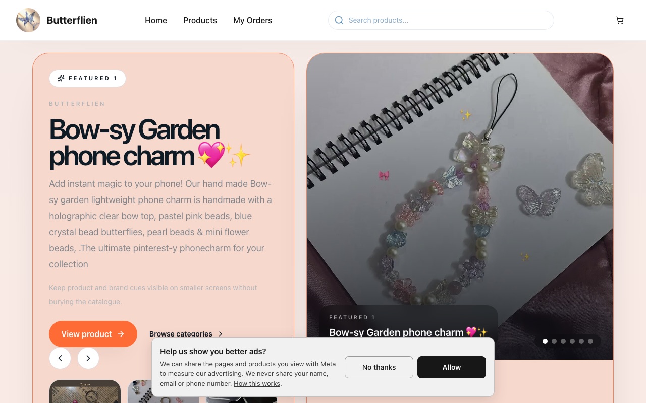 Butterflien — a real jewellery shop running on oBizee