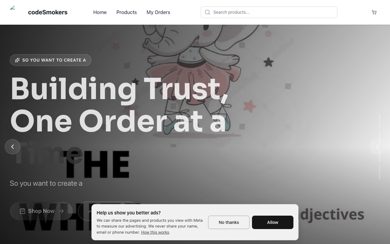 codeSmokers — a real handmade shop running on oBizee