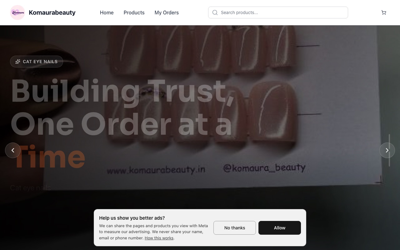Komaurabeauty — a real beauty shop running on oBizee