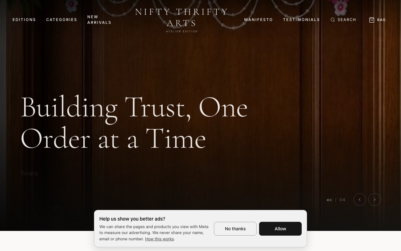 Nifty Thrifty Arts — a real jewellery shop running on oBizee
