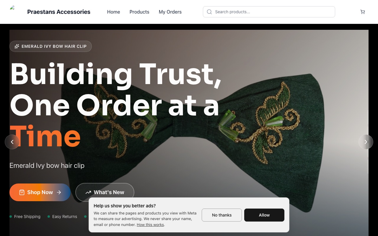 Praestans Accessories — a real handmade shop running on oBizee