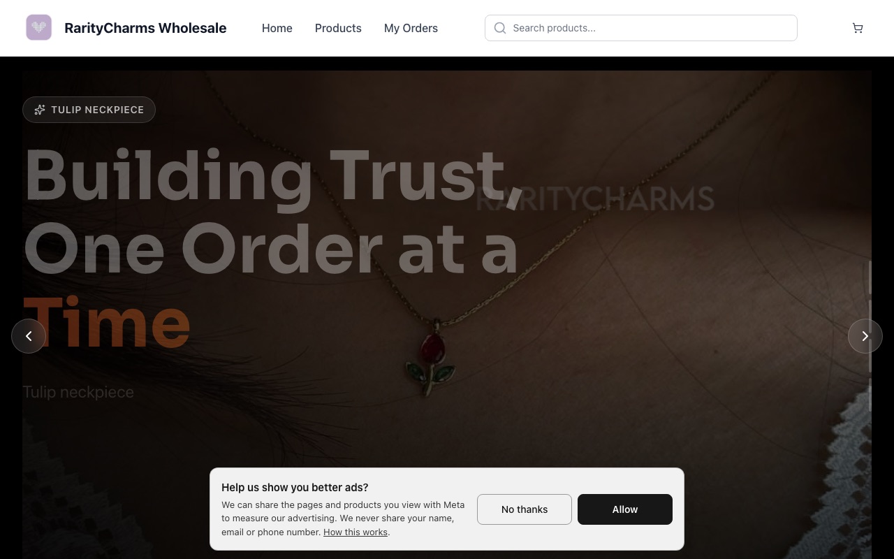 RarityCharms Wholesale — a real handmade shop running on oBizee