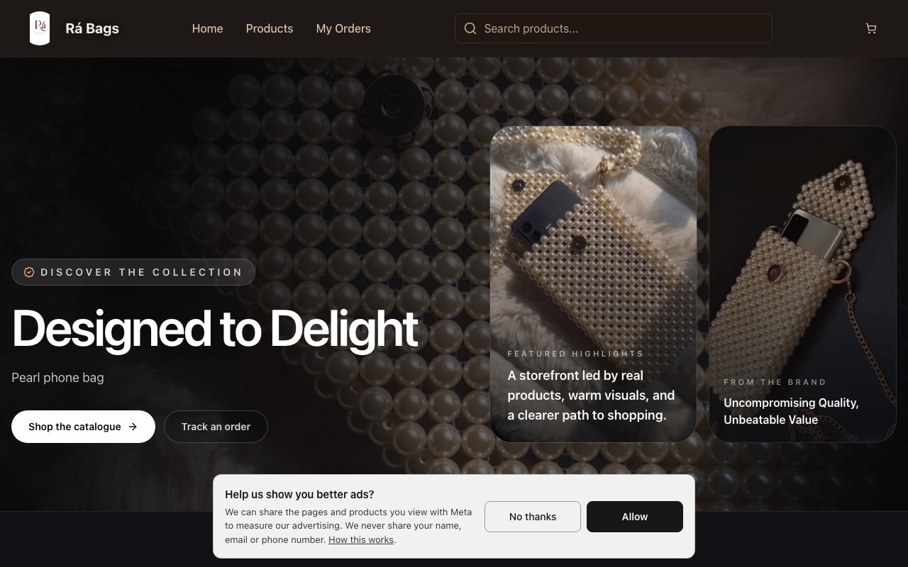 Rá Bags — a real handmade shop running on oBizee