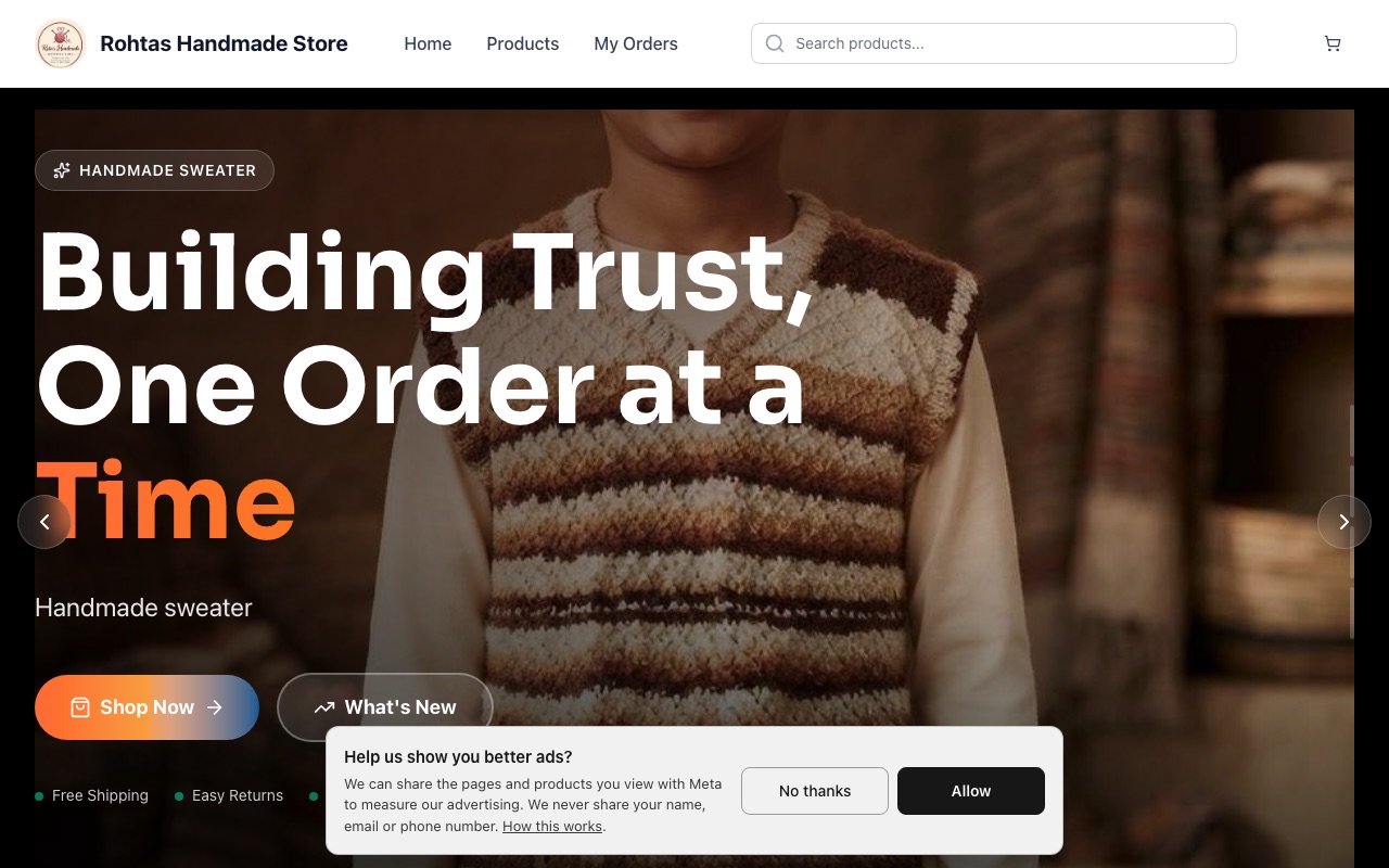 Rohtas Handmade Store — a real handmade shop running on oBizee