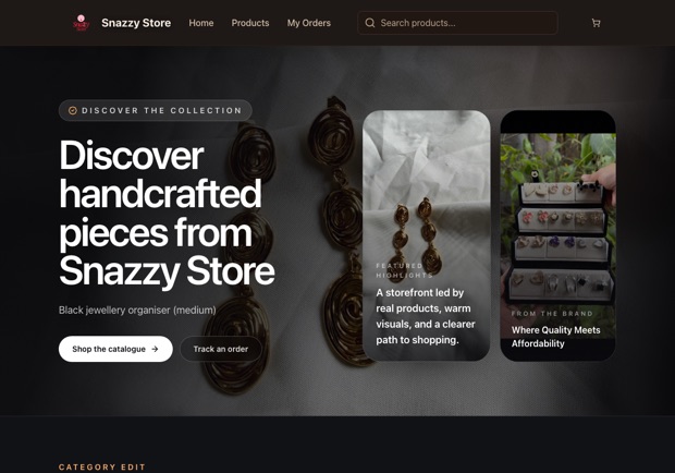 Snazzy Store — a real handmade shop running on oBizee