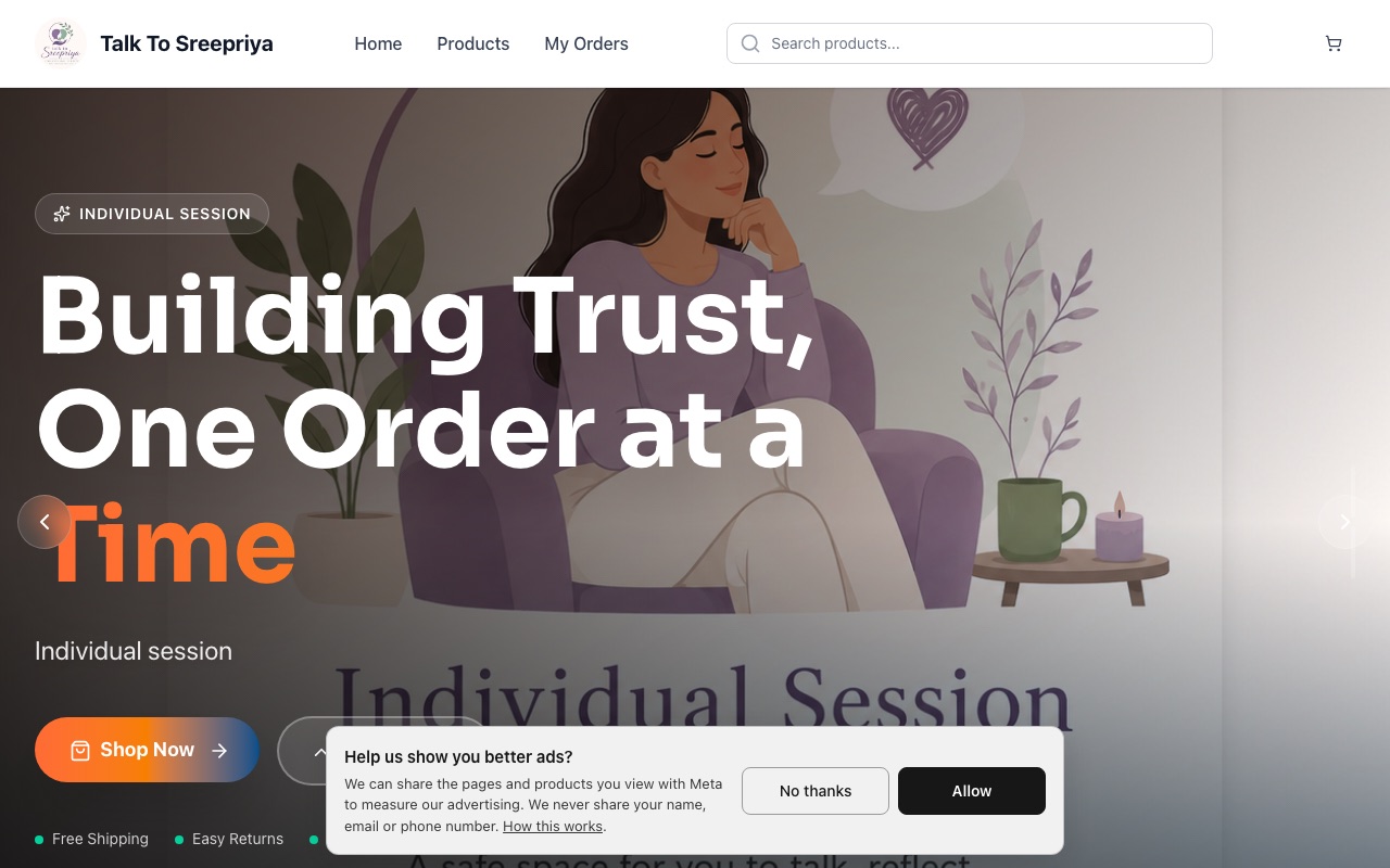 Talk To Sreepriya — a real handmade shop running on oBizee