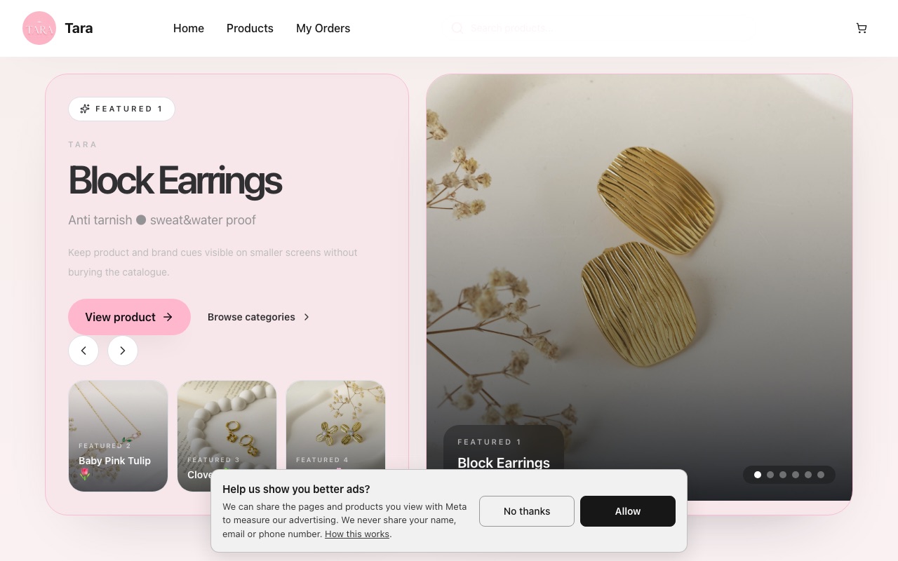 Tara — a real jewellery shop running on oBizee