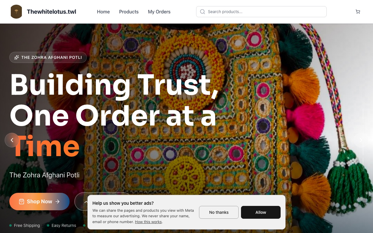 Thewhitelotus.twl — a real handmade shop running on oBizee