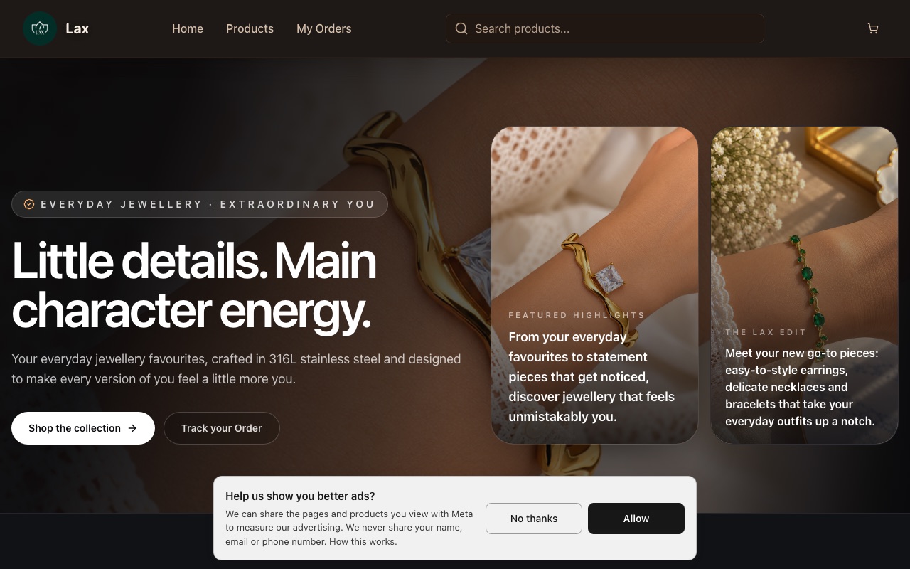 Lax — a real jewellery shop running on oBizee