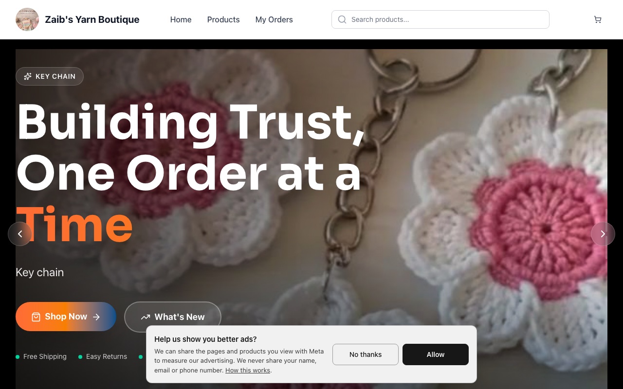 Zaib's Yarn Boutique — a real crochet & handmade shop running on oBizee