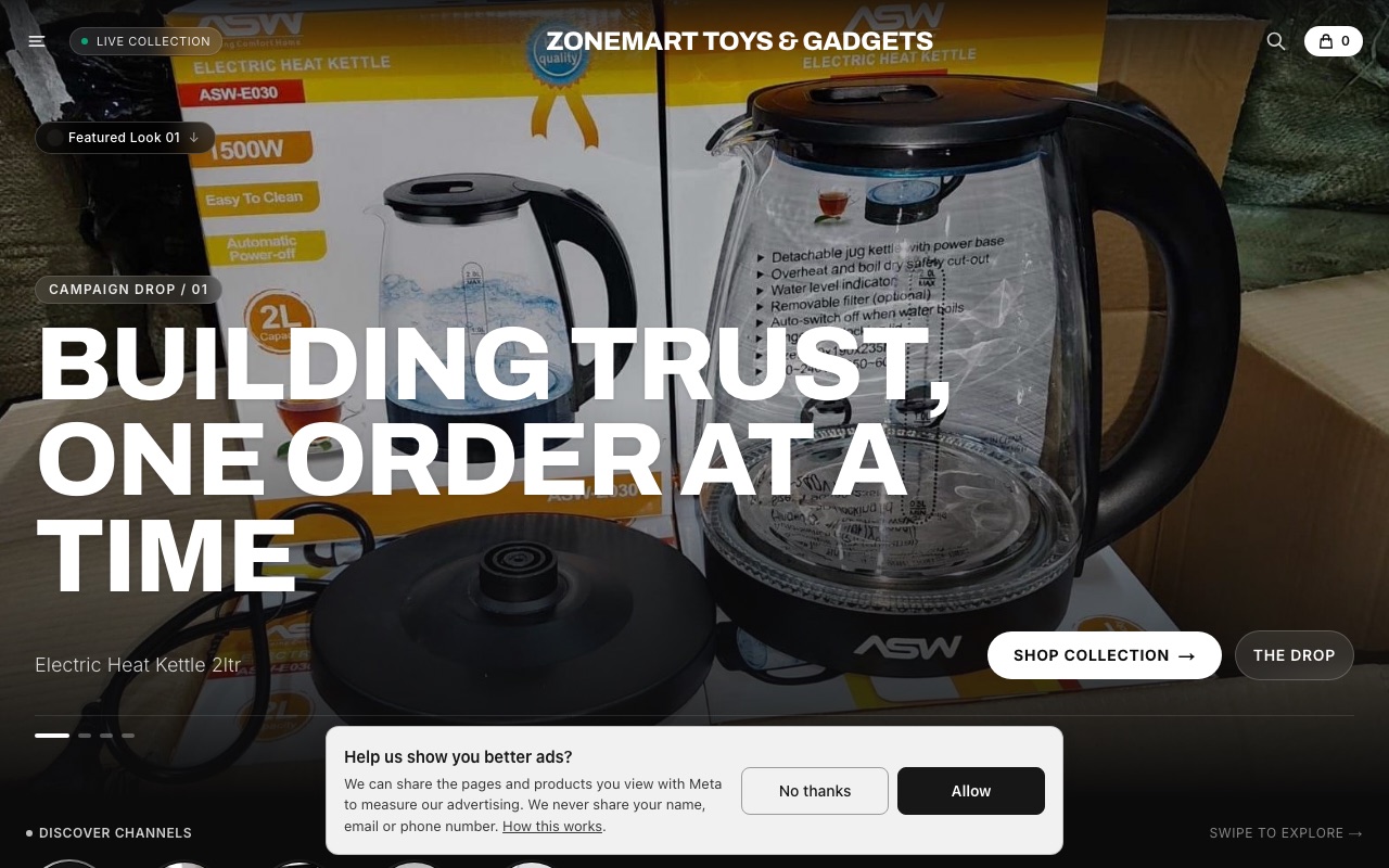 Zonemart Toys & gadgets — a real toys & gadgets shop running on oBizee